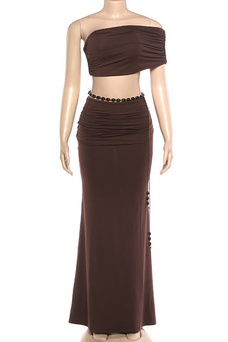 Strapless Skirt Set with Embellishments