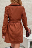Button-Front Belted Casual Dress