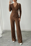 Wrap Top Matching Pant Set