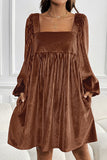 Square Neck A-Line Cocktail Dress