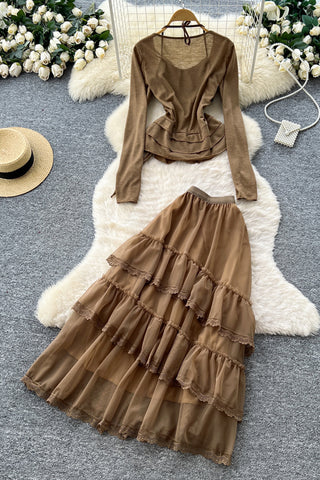 Elegant Layered Skirt Set