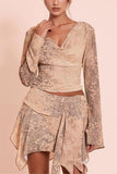 Asymmetrical Skirt Set with Drape Top