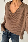 V-Neck Ribbed Knit Sweater