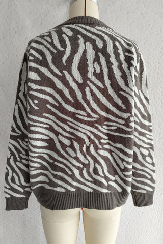 Zebra Pattern Zip Cardigan