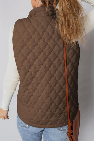 Quilted Snap Button Zip-Up Vest