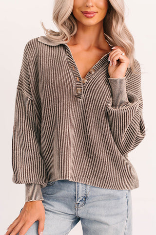 Button-Front Ribbed Top