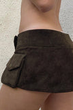 Asymmetric Button-Accented Mini Skirt