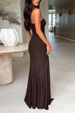 Strapless Twist-Front Maxi Dress