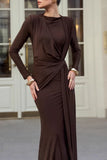 Long Sleeve Draped Casual Maxi Dress