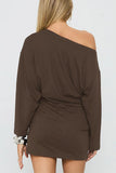 Off-Shoulder Long Sleeve Casual Dress