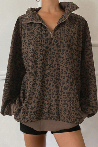 Animal Print Half-Zip Sweatshirt