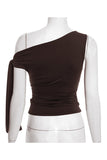 One-Shoulder Knotted Blouse