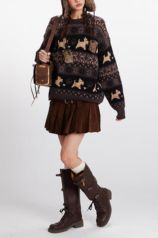 Cozy Knit Sweater with Playful Patterns