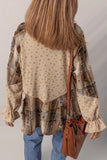 Boho Patchwork Ruffled Sleeve Shacket
