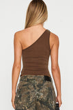 Asymmetric Ruffle One-Shoulder Top