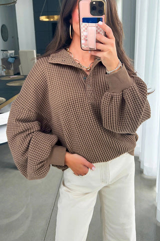 Textured Button-Front Sweatshirt