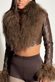 Chic Faux Fur Trimmed Cropped Jacket