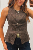 Button-Front Sleeveless Tank Top