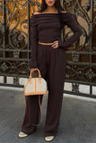 Off-Shoulder Wide-Leg Pants Set