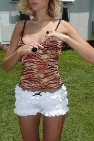 Lace-Trim Tiger Print Camisole