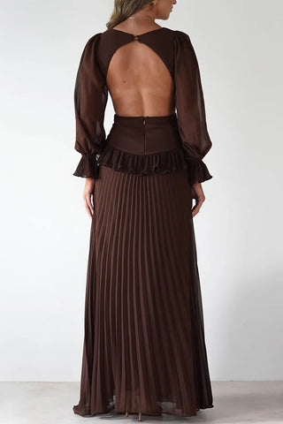 Elegant Pleated Cut-Out Maxi Dress