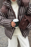 Striped Puffer Jacket with Shoulder Detail