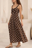 Polka Dot Tie-Front Casual Dress