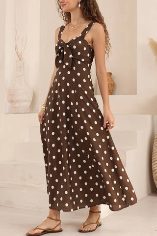 Polka Dot Tie-Front Casual Dress
