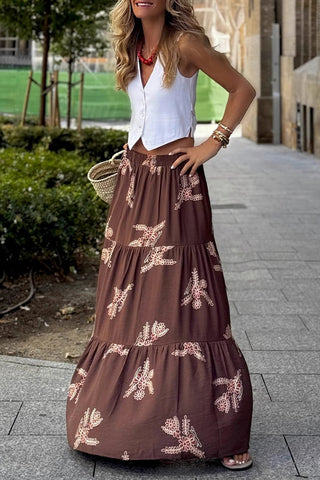 Tiered Floral Maxi Skirt