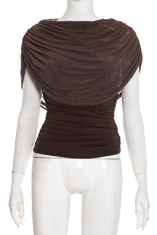 Draped Cowl-Neck Blouse