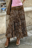 Paisley Print Flared Midi Skirt