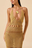 Halter Crochet Fringe Cover-Up Dress