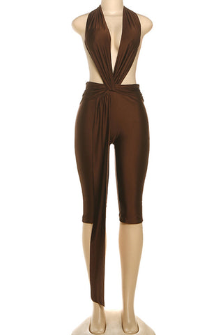 Elegant Tie-Front Halter Jumpsuit