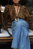 Leopard Print Long Sleeve Blouse