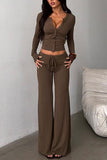 Chic Buttoned Top and Wide-Leg Pant Set