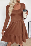 Long Sleeve Casual Fit and Flare Dress