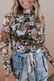 Floral Print Sheer Long Sleeve Blouse