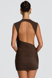 Draped Detail Ruched Mini Dress