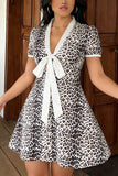 Tie-Front Casual Dress with Pattern