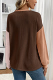 Casual Long Sleeve Colorblock T-Shirt