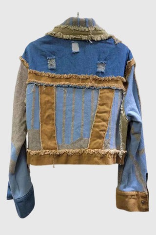 Frayed Patchwork Casual Jacket