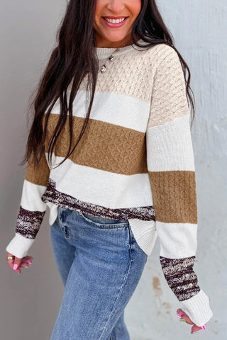 Striped Color Block Knit Sweater
