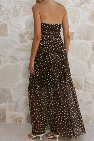 Strapless Polka Dot Maxi Dress