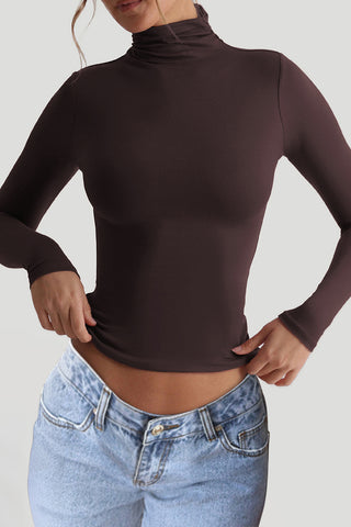 Fitted Turtleneck Long-Sleeve Top
