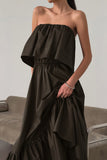 Strapless Ruffle Casual Dress