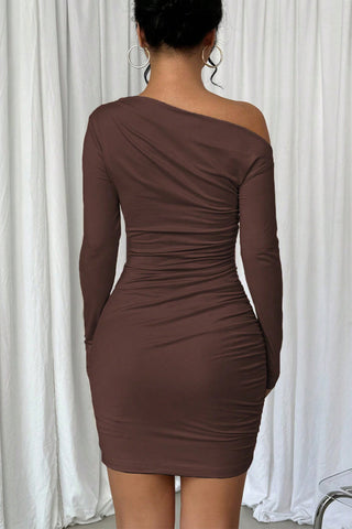 One-Shoulder Ruched Mini Dress