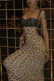 Leopard Print Casual Maxi Dress