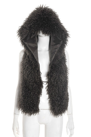 Hooded Faux Fur Vest