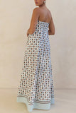 Strapless Maxi Dress with Contrasting Hem