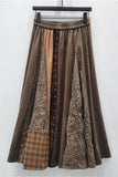 Patchwork Maxi Skirt with Elastic Waistband